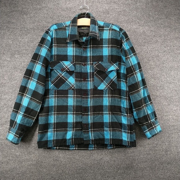 Backpacker Men's Flannel Shirt Multicolor M 15-15.5 Long Sleeve Plaid Acrylic - Picture 6 of 11